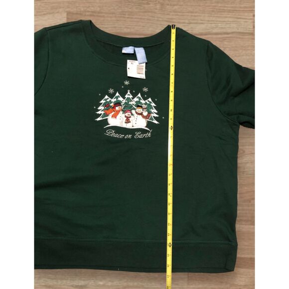 Grandma Christmas Holiday Edition Peace on Earth Green XL Crewneck Sweater - Picture 6 of 12